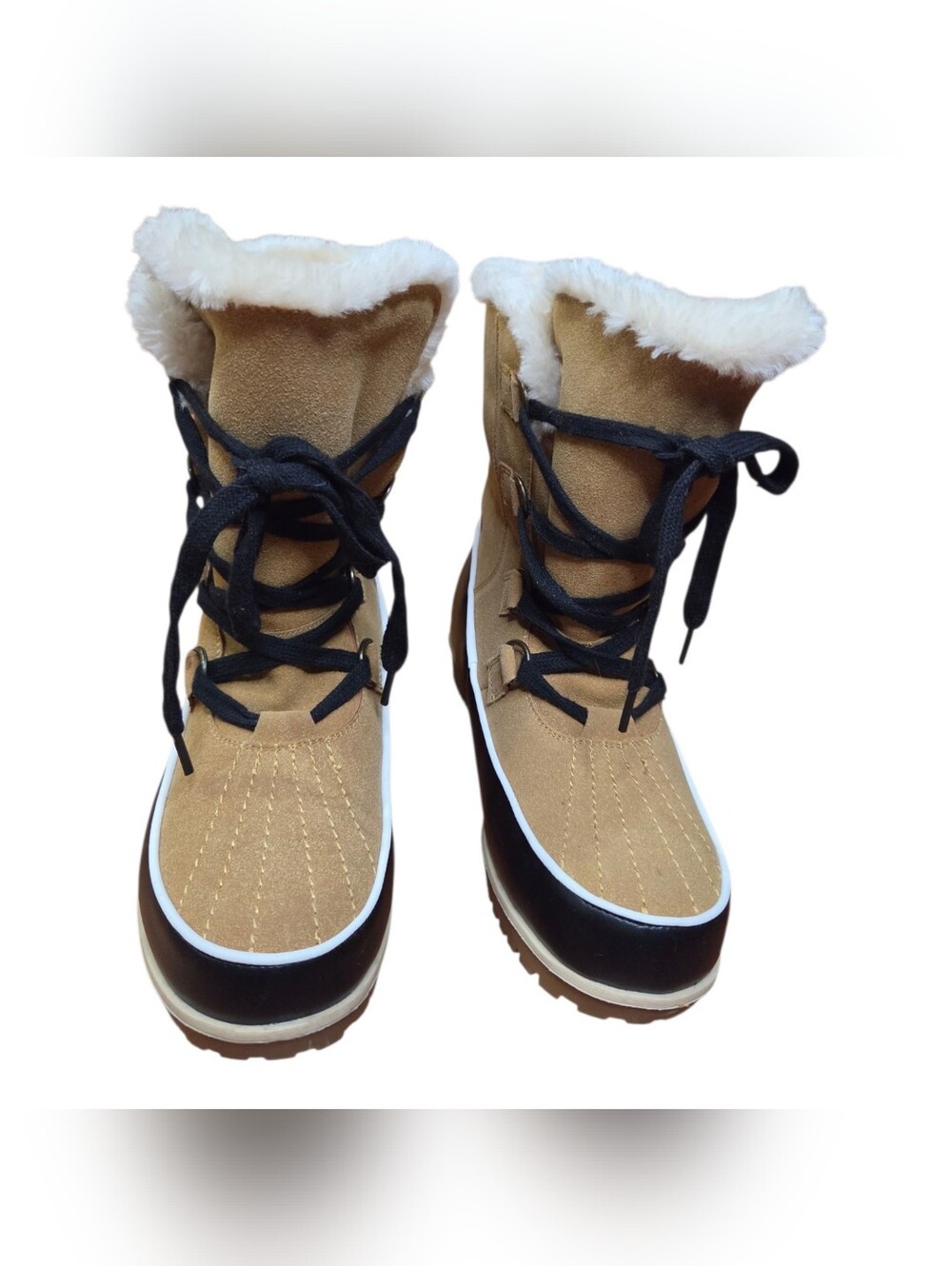 NEW Womens Apres Faux Fur Lined Lace-Up Winter Mid Calf Boots